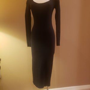 Moda International Black Long Sleeve Ribbed Dress